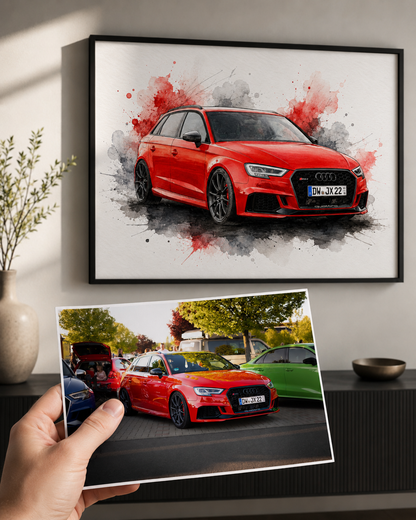 Aquarell Style – Personalisiertes Auto Poster