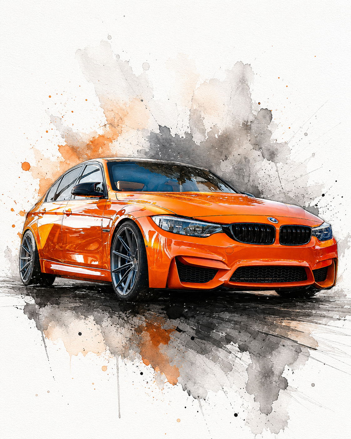 Aquarell Style – Personalisiertes Auto Poster
