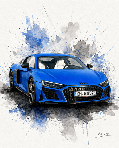 Aquarell Style – Personalisiertes Auto Poster