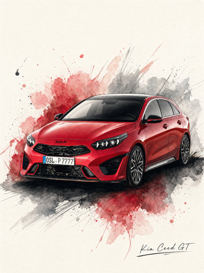 Aquarell Style – Personalisiertes Auto Poster